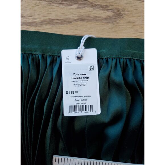 Marine Layer Womens XS Chelsea Pleated Midi Skirt Green Gables New - Picture 6 of 11